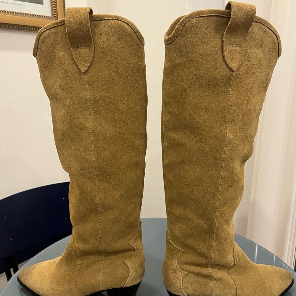 Isabel Marant Tan Suede Denvee Tall Western Boot - Picture 5 of 14